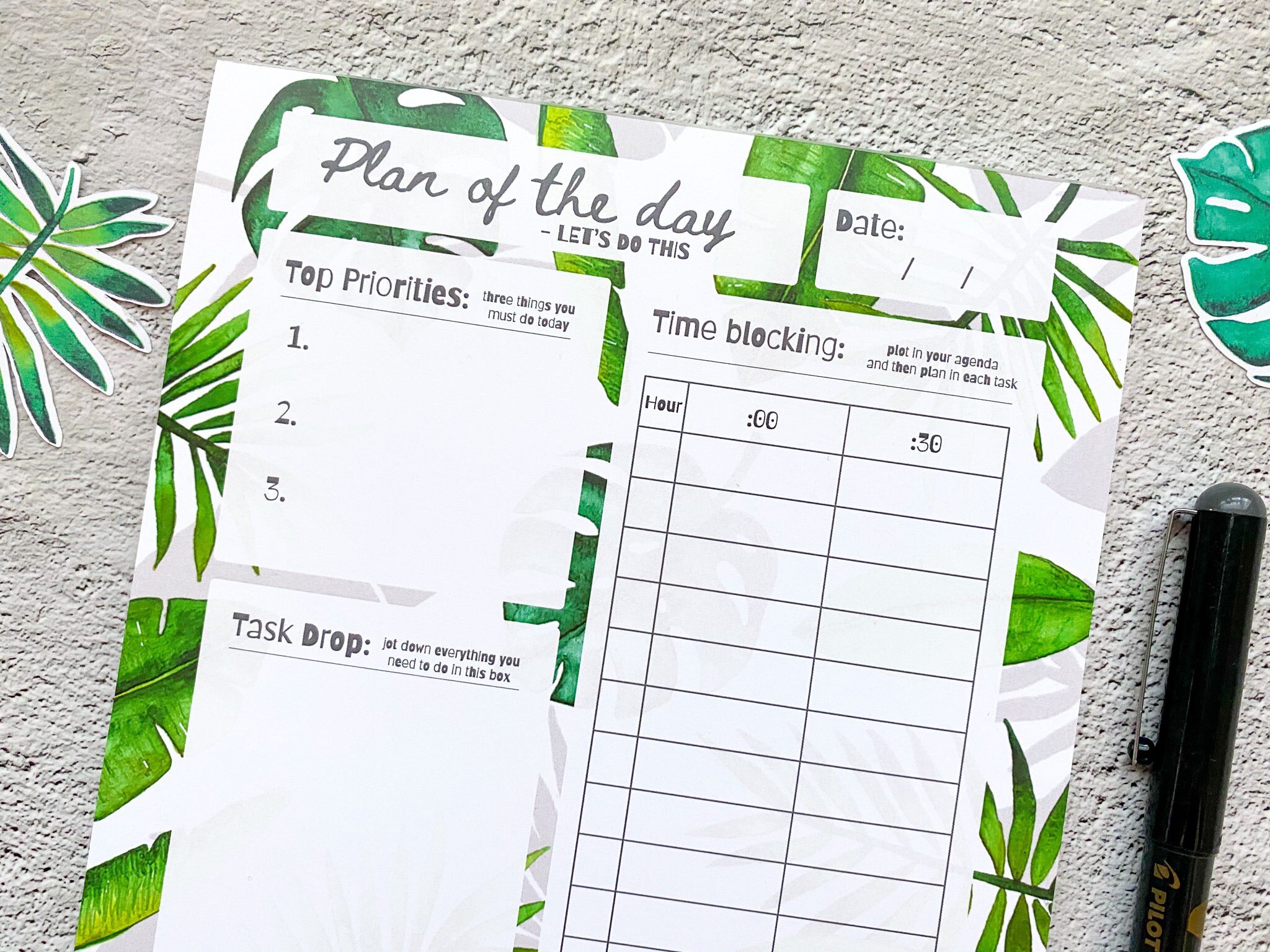 Set of Leafy Notepads - A4 Weekly Desk Pad - Weekly Planner Memo ...