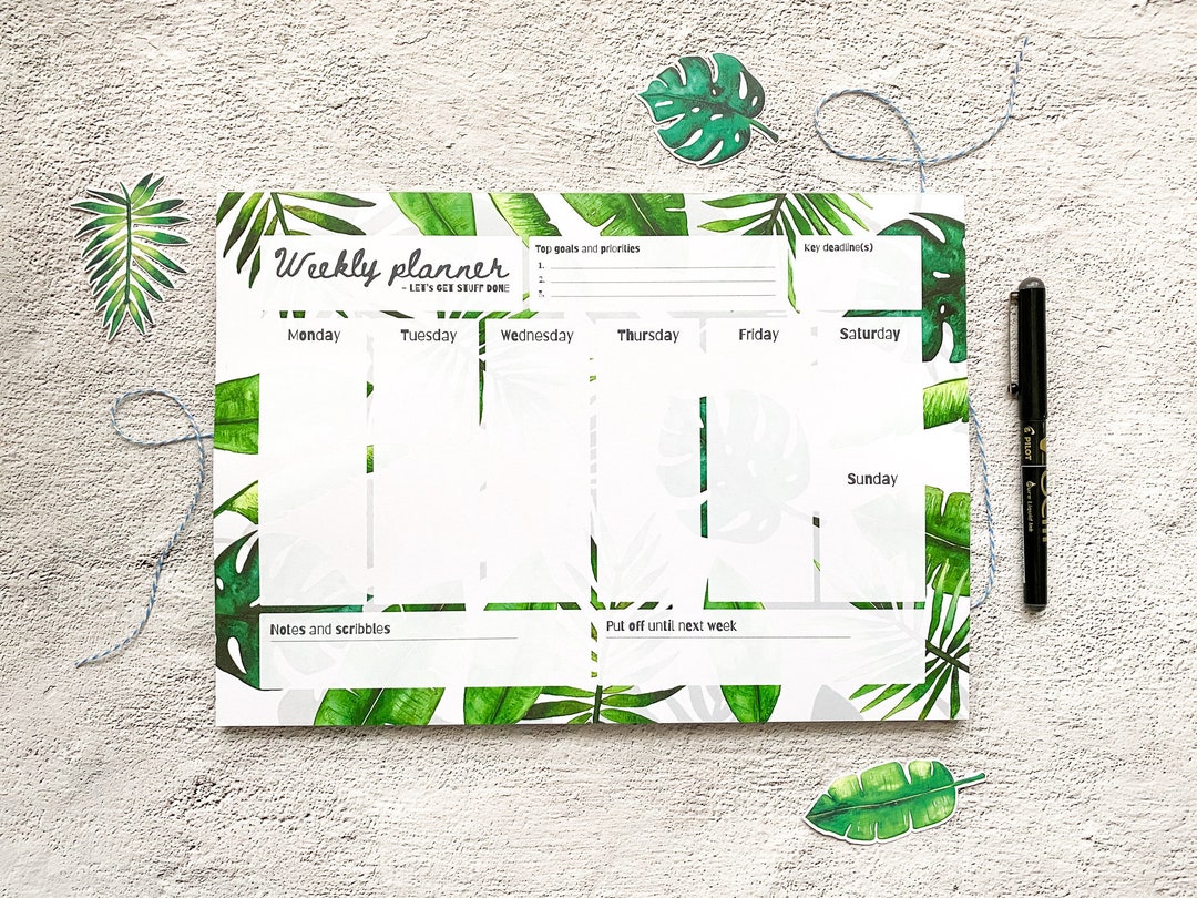 Leafy A4 Weekly Desk Pad Weekly Planner Notepad Tear off - Etsy
