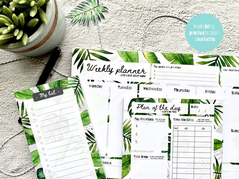 Leafy A4 Weekly Desk Pad - Weekly Planner Notepad - Tear off Weekly ...