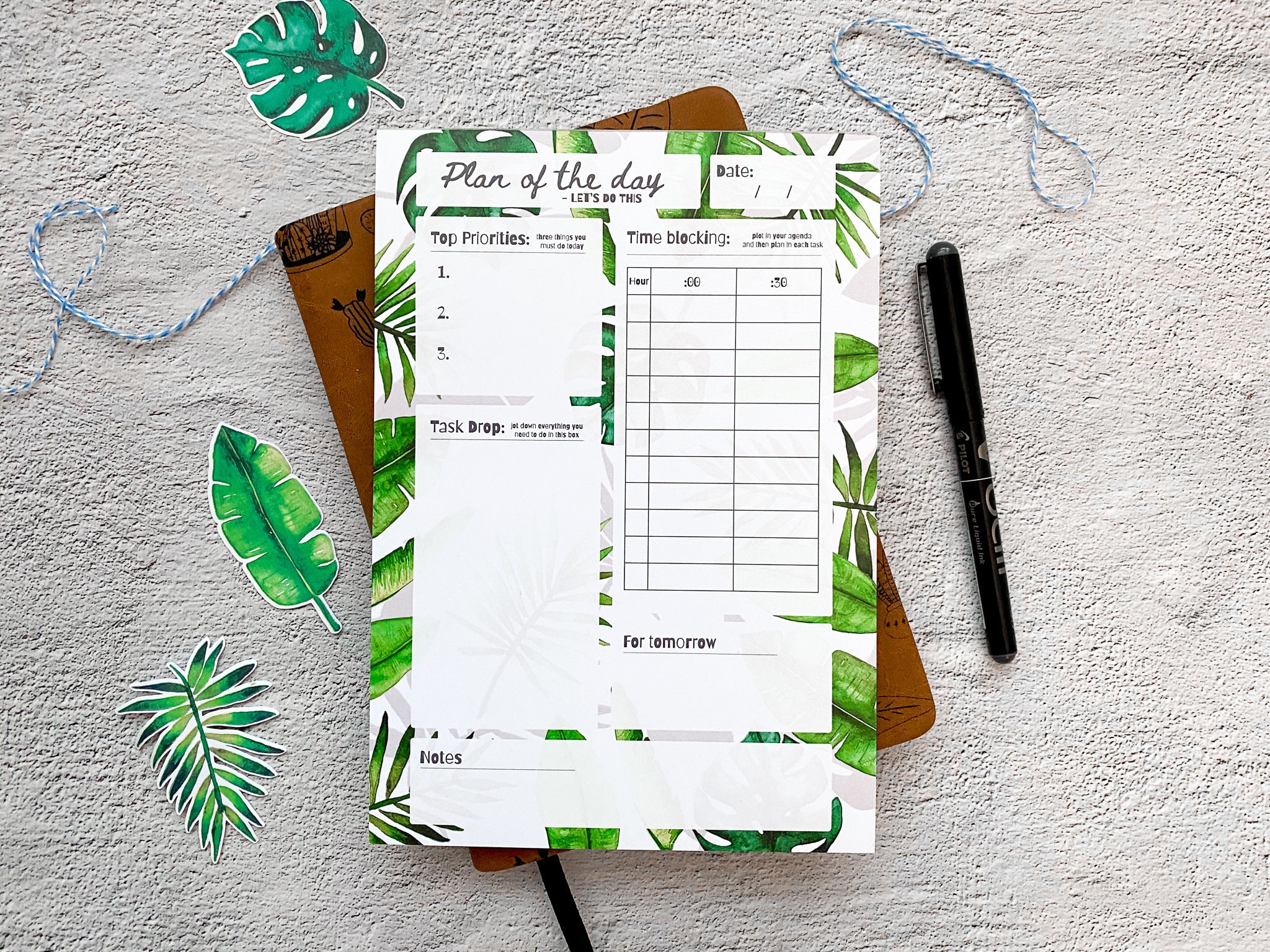Set of Leafy Notepads - A4 Weekly Desk Pad - Weekly Planner Memo ...