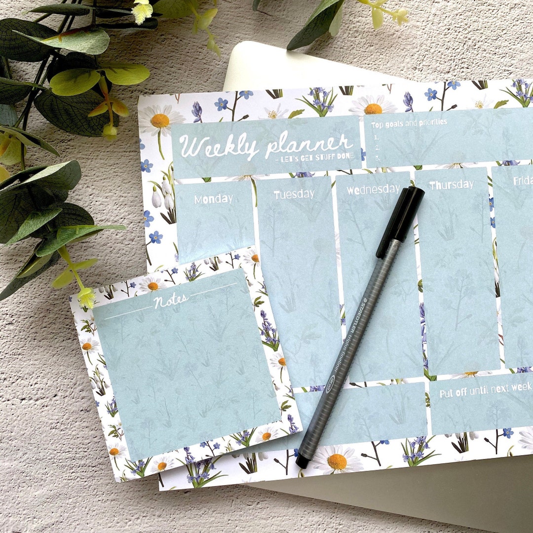 Floral A4 Weekly Desk Pad - Weekly Planner Notepad - Tear off Desk Pad ...