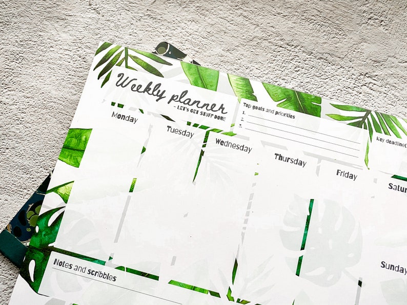Leafy A4 Weekly Desk Pad - Weekly Planner Notepad - Tear off Weekly ...