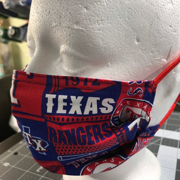 Texas Rangers Baseball Team Double Layer Washable Cotton Face Mask with Adjustable Soft matching Ear Band.