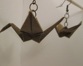 Boucles d’oreilles Brown Origami Crane