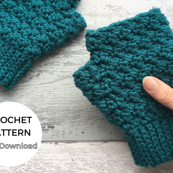 Cosy Vibes Fingerless Gloves Crochet Pattern, Suzette Stitch Mitts, Unisex Kids & Adult Gloves, PDF Instant Download, Photo Tutorial