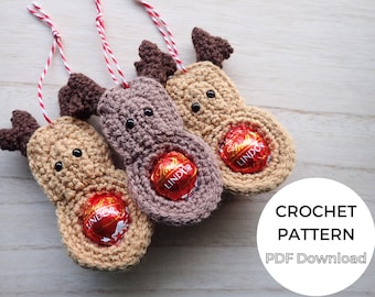 Rudolph’s Nose Reindeer Christmas Ornament Crochet Pattern: Chocolate Cosy (PDF Pattern)