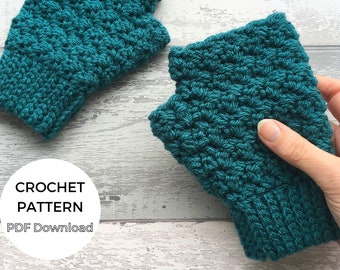 Cosy Vibes Fingerless Gloves Crochet Pattern, Suzette Stitch Mitts, Unisex Kids & Adult Gloves, PDF Instant Download, Photo Tutorial