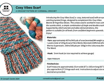 Cosy Vibes Scarf Crochet Pattern: Suzette Stitch, Twisted Fringe