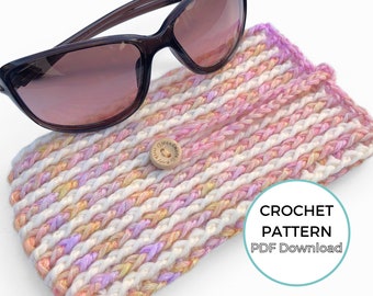 Summer Stripes Sunglasses Case Crochet Pattern: Textured Brioche Stitch Glasses Pouch (PDF Download, UK and US terms)