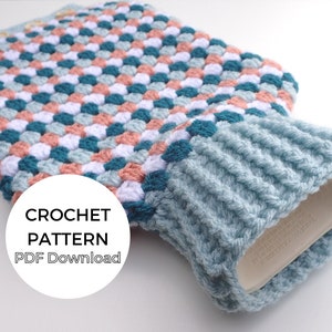 Cozy Stripes Hot Water Bottle Cover Crochet Pattern, Granny Stitch Bottle Cosy, DK Yarn, PDF Pattern Instant Download image 2