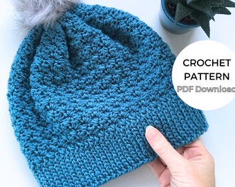 Cosy Vibes Beanie Crochet Pattern, Suzette Stitch Bobble Hat, Toque, Unisex Beanie, Kids & Adult Hat, PDF Instant Download, Photo Tutorial