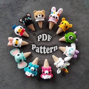 12 Animal Ice Cream Cones Amigurumi crochet pattern image 1