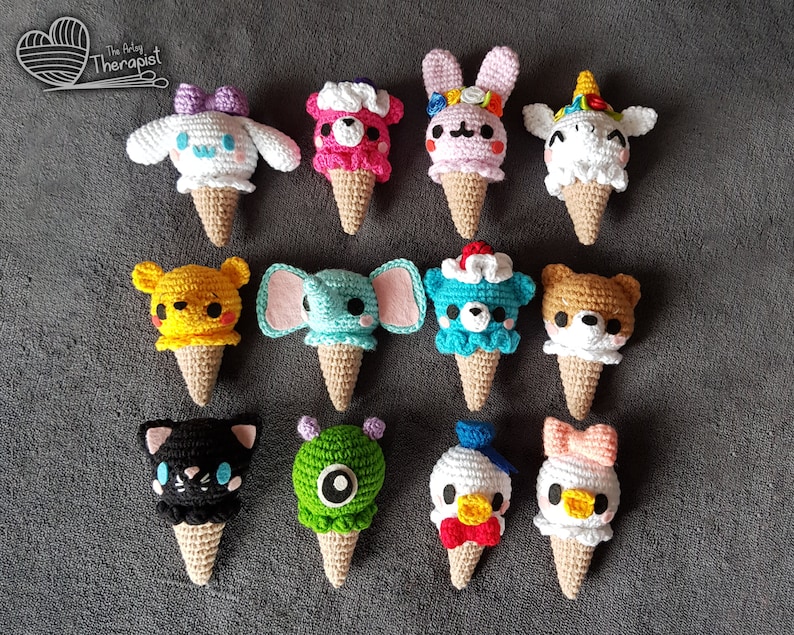 12 Animal Ice Cream Cones Amigurumi crochet pattern image 2