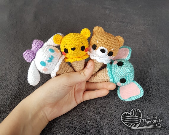 12匹の動物のアイスクリームコーン - 編みぐるみ編み図 - Etsy 日本