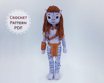 Blue Alien Crochet Pattern PDF - Amigurumi - Water planet - Hunter Doll