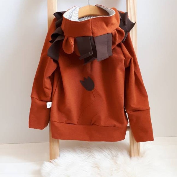 Löwenhoodie für Kinder, Hoodie mit Löwenmähne