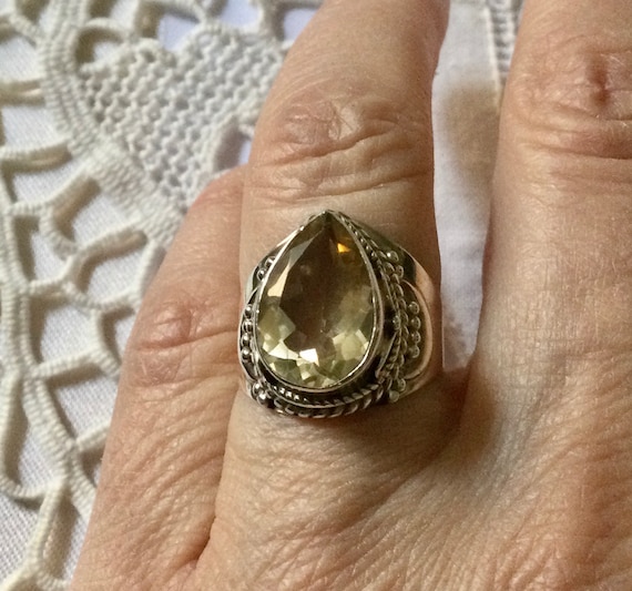 Bague Créateur Imposante En Argent 925 Et Citrine - Rare - Neuf Sans Emballage