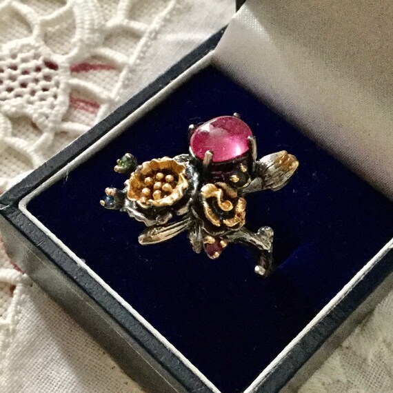 CABOCHON GENUINE RUBY Multicolors Sapphire Sterli… - image 2