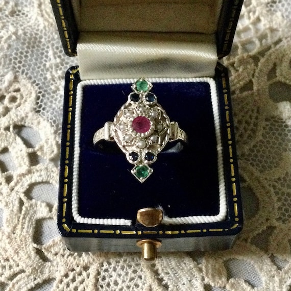 VICTORIAN MARQUISE RUBY Sapphire Emerald Seed Pea… - image 1