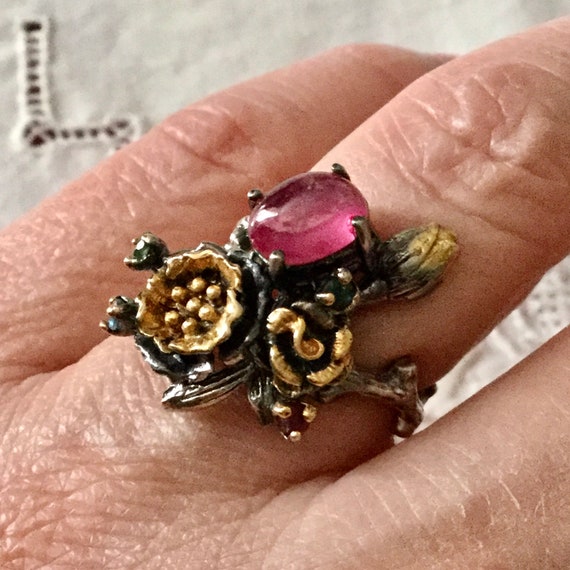 CABOCHON GENUINE RUBY Multicolors Sapphire Sterli… - image 3