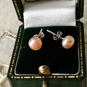 GENUINE ROSE PEARL Sterling Eleganr Vintage Earrings- Nice Rose Pearl- Lovely French Design- Luxury Vintage from France