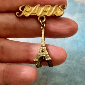 PARIS FRANCE c1930 VINTAGE Gilt Brooch Vintage - Eiffel Tower- Authentic Original Design- Lovely Brooch from France