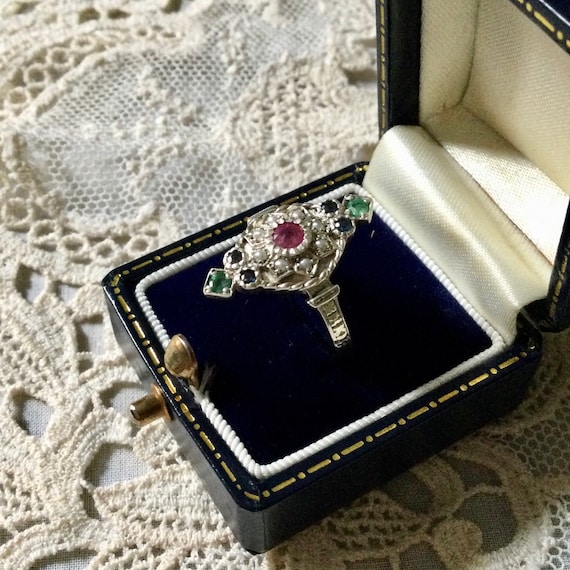 VICTORIAN MARQUISE RUBY Sapphire Emerald Seed Pea… - image 6