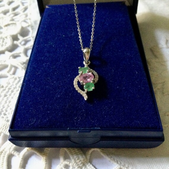 RUBY EMERALD WHITE Gold & Sterling Vintage Neckla… - image 7