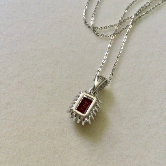 GENUINE RUBY White GOLD/Sterling Vintage Pendant … - image 7