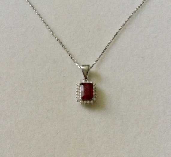 GENUINE RUBY White GOLD/Sterling Vintage Pendant … - image 9