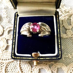 NATURAL RUBY Sterling Vintage Ring- Famous design Tank- Genuine Nice Ruby- Original Vintage Jewel- Vintage from France