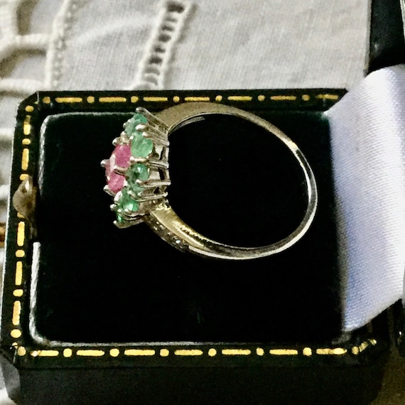 NATURAL EMERALD RUBY 14K White Gold / Sterling Vi… - image 3