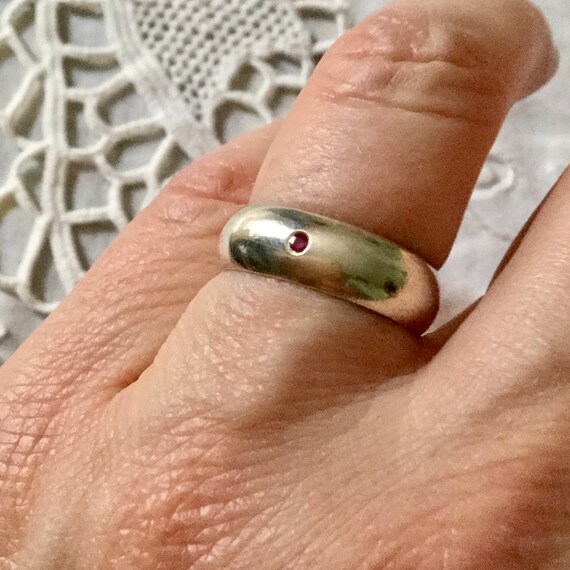 SOLITAIRE GENUINE RUBY Vintage Ring - Sterling Si… - image 2