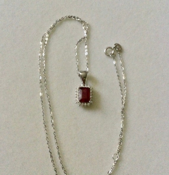 GENUINE RUBY White GOLD/Sterling Vintage Pendant … - image 6