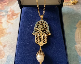 Pendentif Vintage Plaqué Or Avec Perle Blanche 1877 - Occasion Parfait état