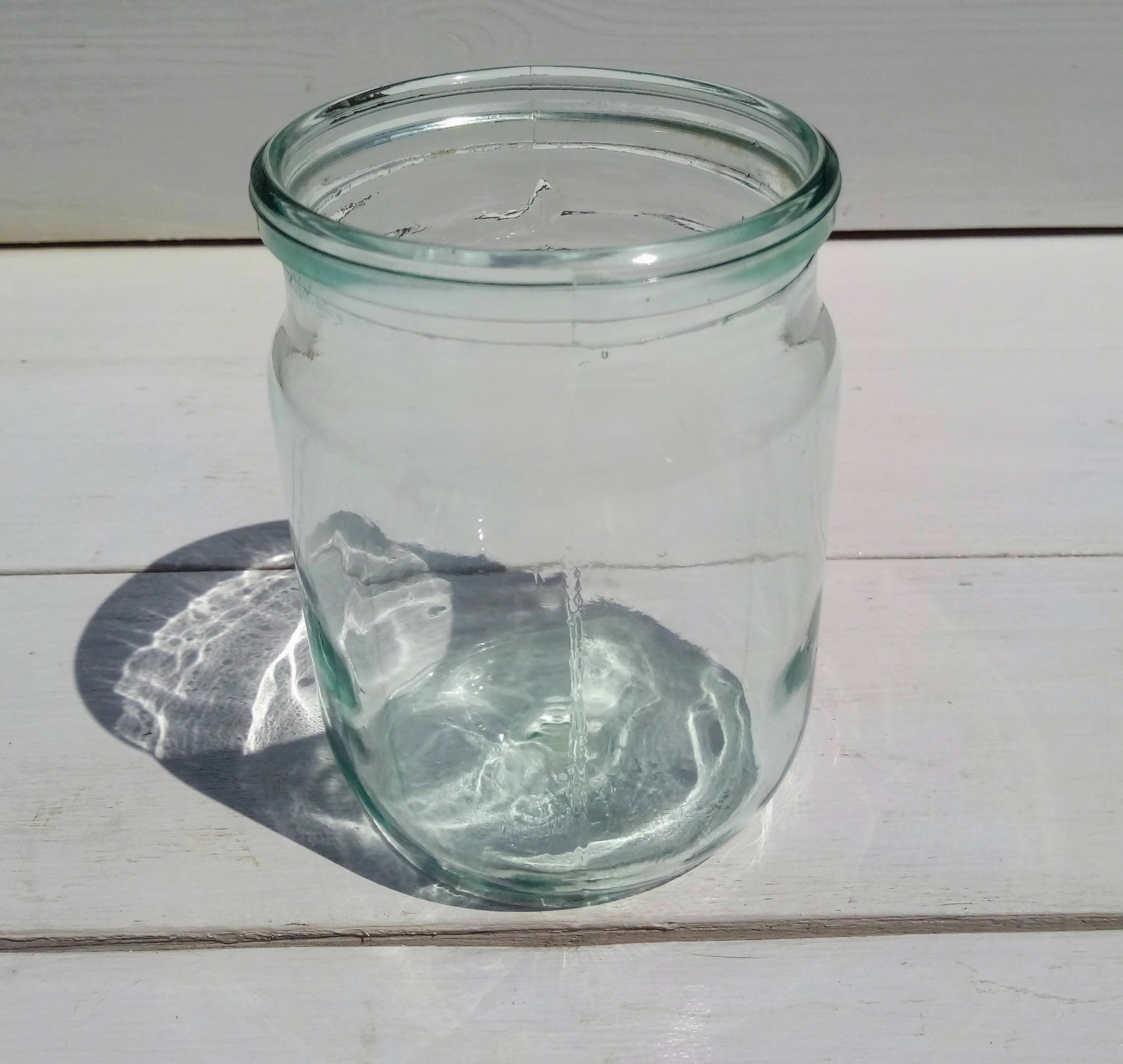 古いガラス瓶 500ml アンティークボトル アクアブルーガラス 素朴な
