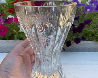Vintage crystal vase, USSR vase, Vintage flower vase, Retro flower vase, Crystal vase