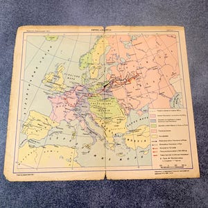 Vintage Historical Map of Europe During Napoleon&#39;s Campaigns - 20x25 cm 1950s