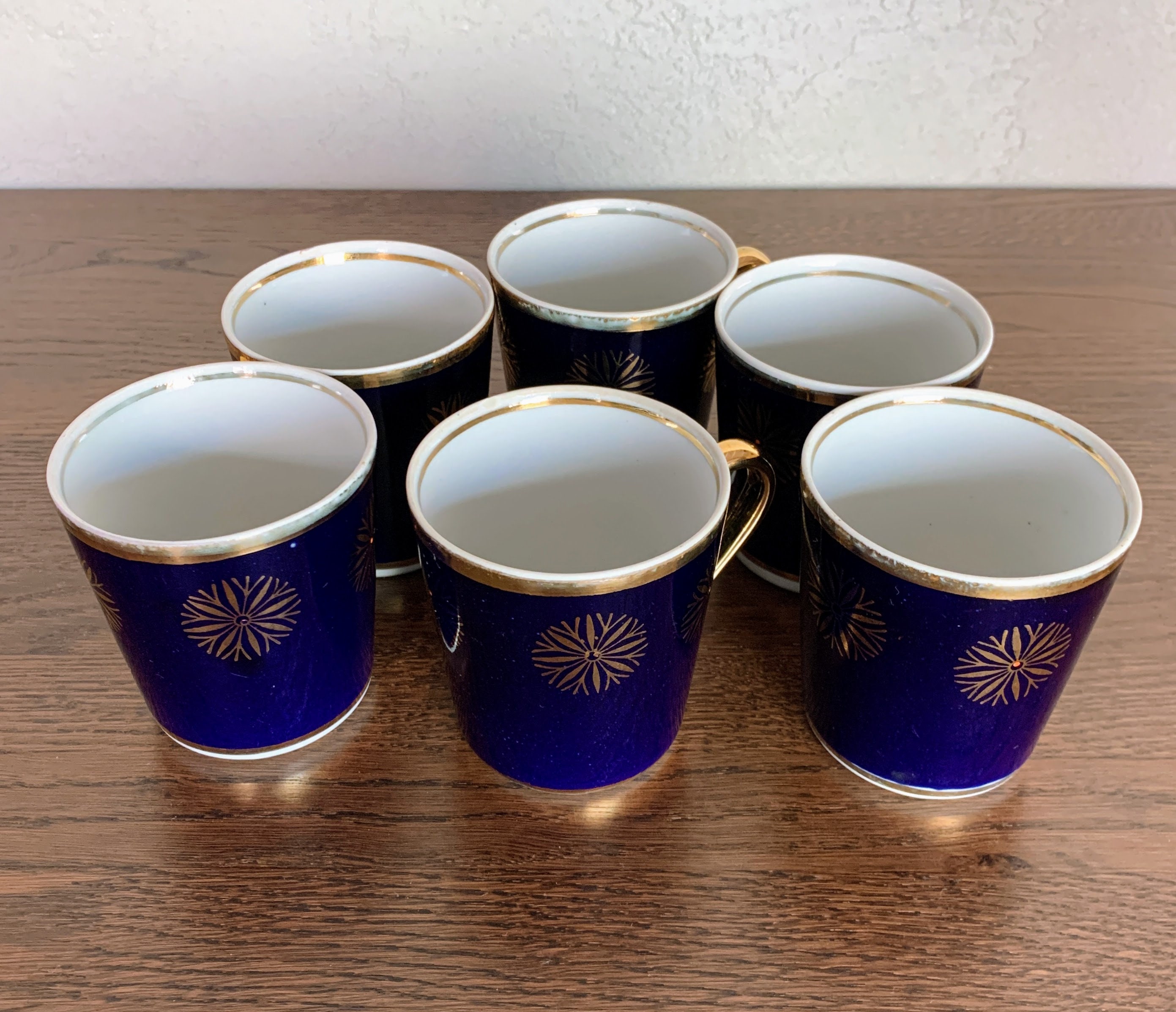 American Embassy Jeddah Saudi Arabia Cup Mug Cobalt Blue with Gold