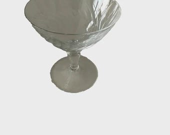 Set of six Small etched palm champagne, aperitif vintage coupe glasses