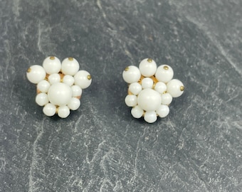 Milk glass vintage clip on earrings,