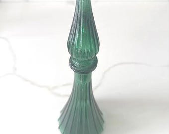 Empoli Genie green glass decanter with stopper - Vintage