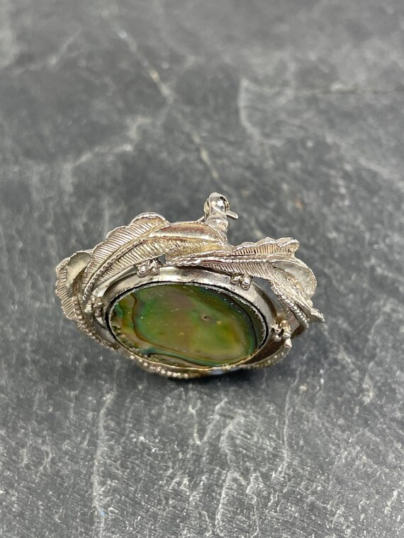 EXQUISITE signed Abalone Shell Silver Tone Wreath… - image 5