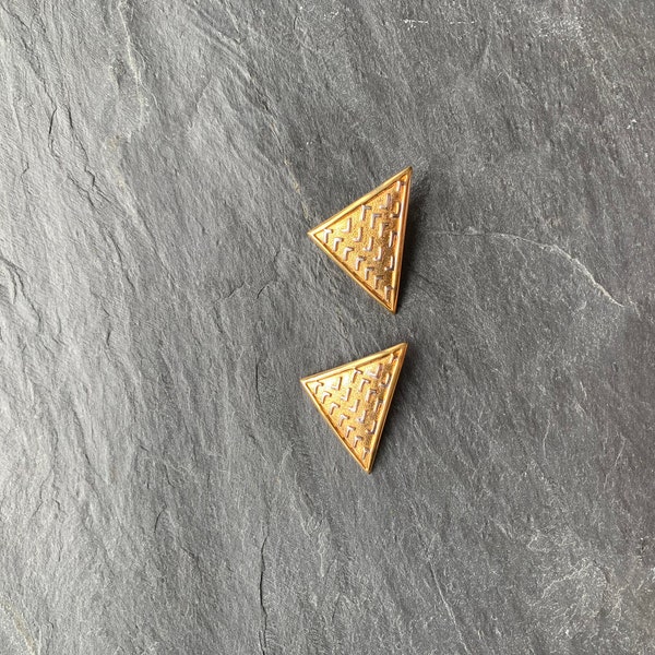 D'Orlan gold triangle vintage clip on earrings