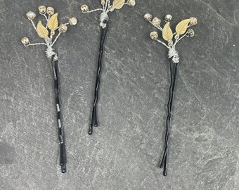 Three lovely little hand made wedding hair grips