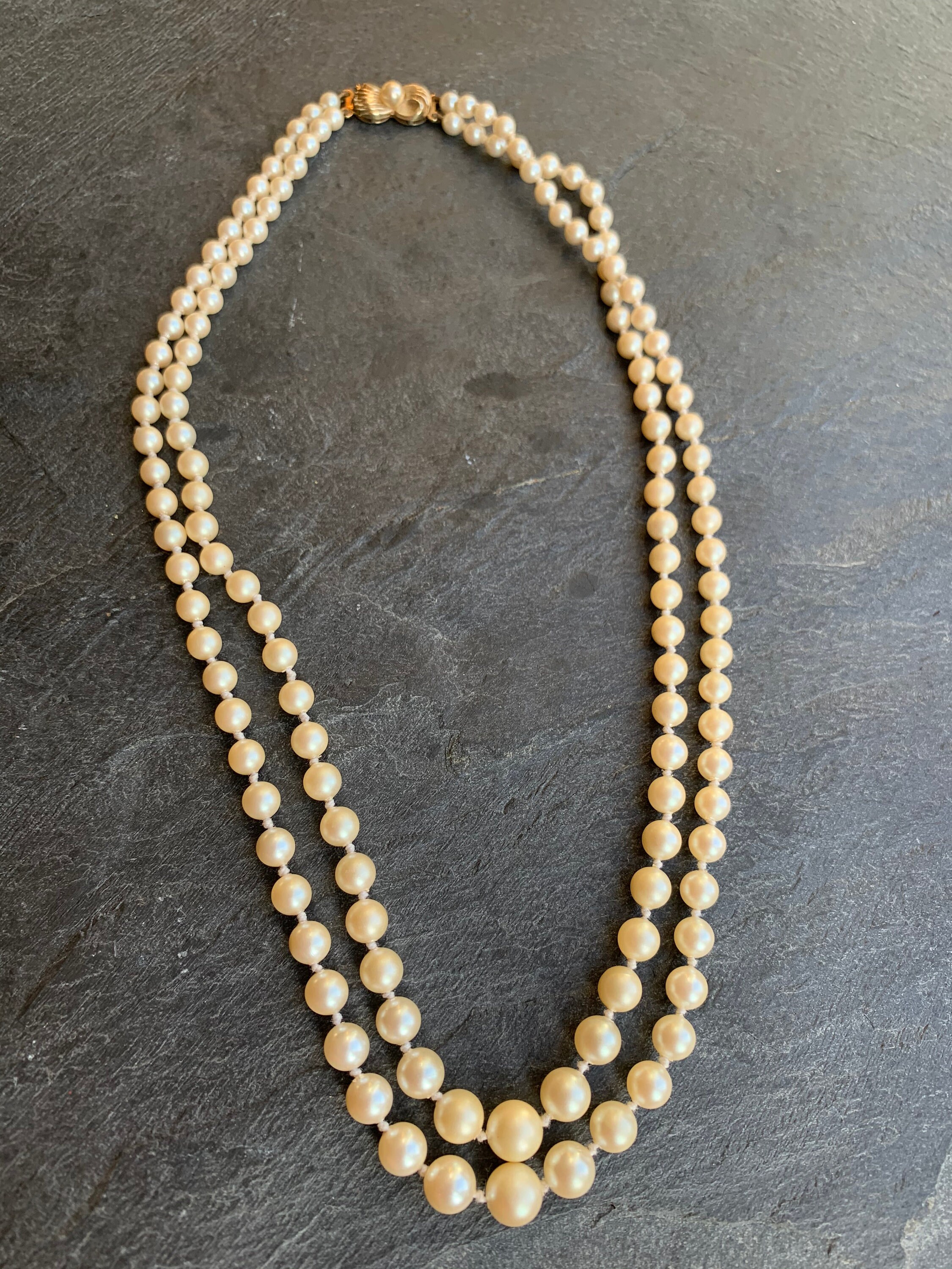Jka Kohle Company of Pforzheim 925 Stamped Clasp Vintage Graduated Pearl Necklace Etsy Canada
