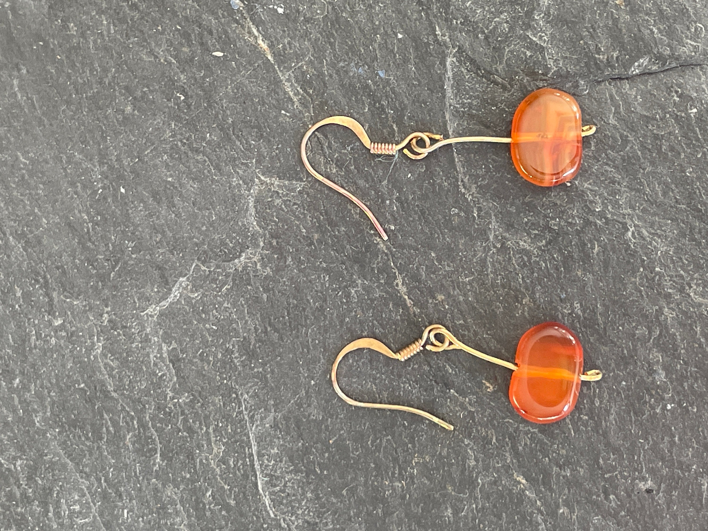 Very Large Natural Shape Genuine Amber Earrings Brown Amber 