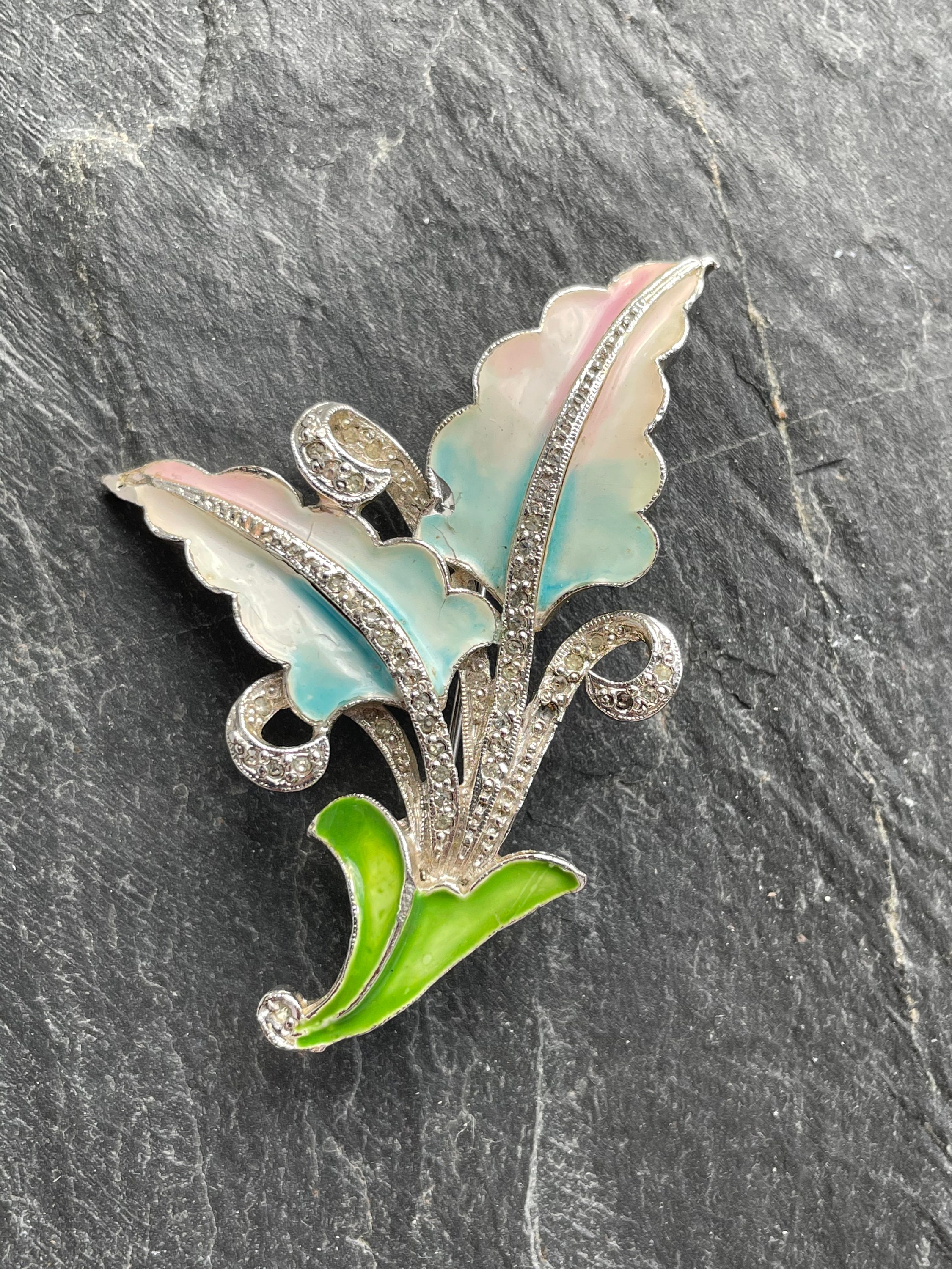 A Lovely Floral Pot Metal Brooch Etsy