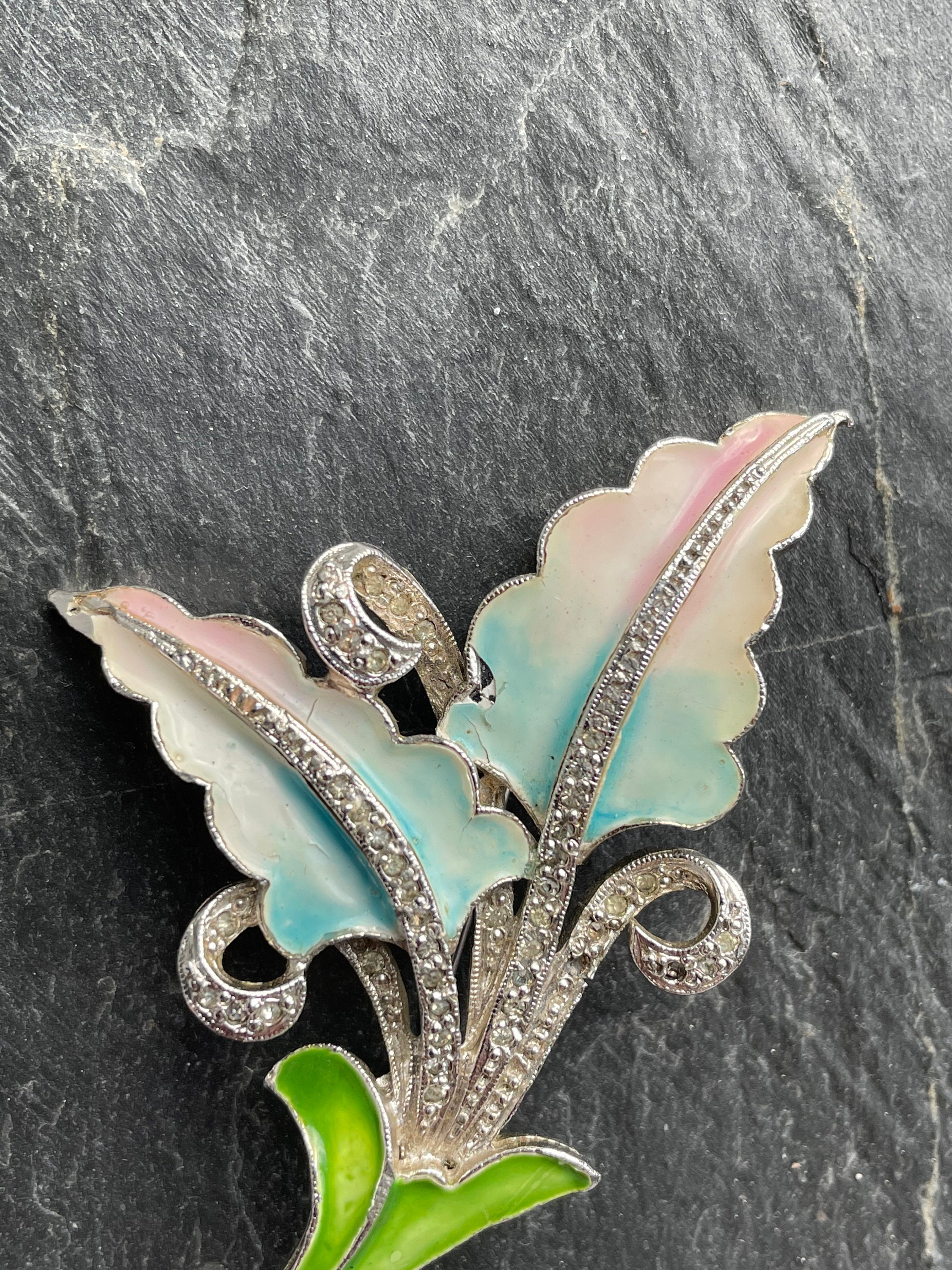 A Lovely Floral Pot Metal Brooch Etsy