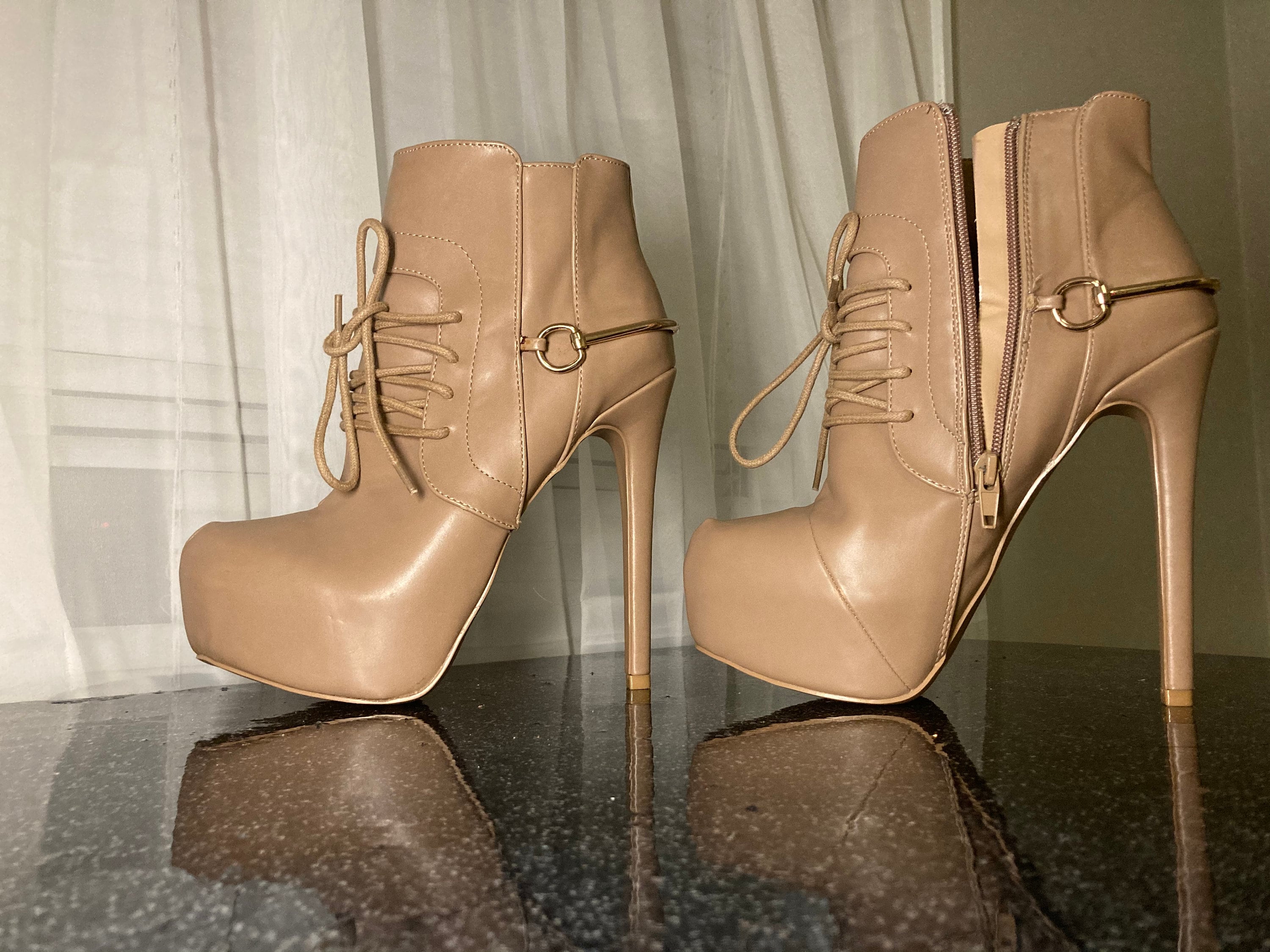 tan high boots heels